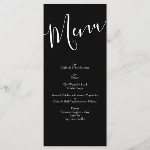 Menu de Mariage Floral Rose Black & White Peony
