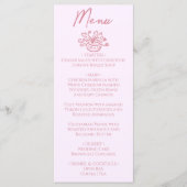 Menu de mariage floral rose dessiné à la main et c (Devant)