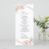 Menu de mariage floral rose géométrique élégant (Debout devant)