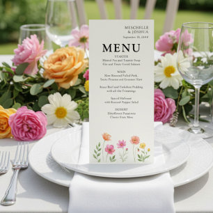 Menu de mariage floral rose orange Fleur sauvage e