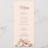 Menu de mariage floral rose poudré (Devant)