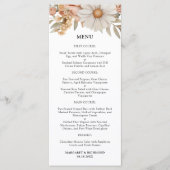 Menu de mariage floral rose poudré boho (Devant)