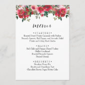Menu de mariage floral rose rouge aquarelle (Devant)