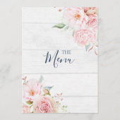 Menu de mariage floral rose rustique de printemps (Dos)