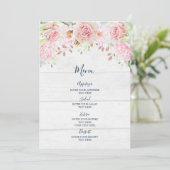 Menu de mariage floral rose rustique de printemps (Debout devant)