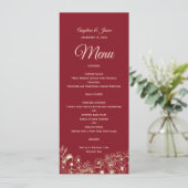 Menu de mariage floral rouge élégant (Debout devant)
