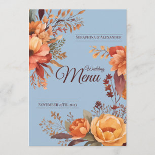 Menu de mariage floral rustique aquarelle d'automn