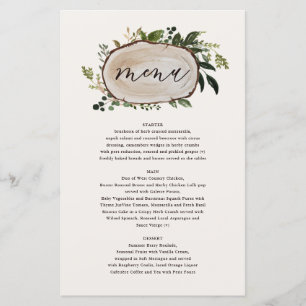Menu de mariage floral rustique avec bois de cerf