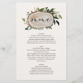 Menu de mariage floral rustique et bois de cerf (Devant)