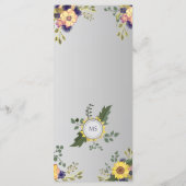 Menu de mariage floral rustique violet (Dos)