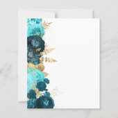 Menu de mariage floral script or aqua sarcelle Bud (Dos)