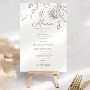 Menu de mariage floral sépia élégant vintage