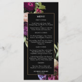 Menu de mariage floral sombre et élégant (Devant)