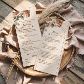 Menu de mariage floral terracotta Bohème rustique 