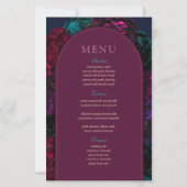 Menu de mariage floral tons de bijoux chic bordeau (Devant)