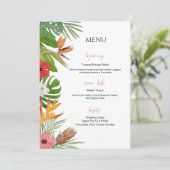 Menu de mariage floral tropical coloré (Debout devant)