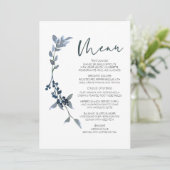 Menu de mariage floral vert argenté de sauge (Debout devant)