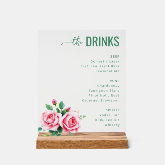 Menu de mariage floral vert élégant (Recto)