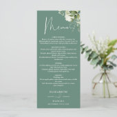 Menu de mariage floral vert eucalyptus Monogramme (Debout devant)