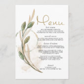 Menu de mariage floral vert sauge or (Devant)