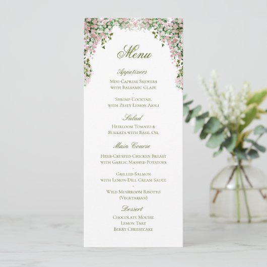 Menu de mariage floral vintage classique (Debout devant)