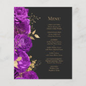 Menu de mariage floral violet or foncé Budget (Devant)