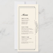 Menu de mariage formel à branche de feuille écrue (Devant)