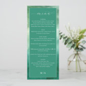 Menu de mariage formel vert élégant (Debout devant)