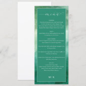 Menu de mariage formel vert élégant (Devant / Derrière)