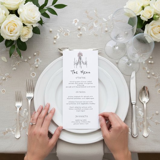 Menu de mariage gâteau de dessert lustre Caprice