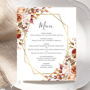 Menu de mariage géométrique floral automnal budget