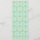 Menu de mariage géométrique or hexagonale vert men (Dos)