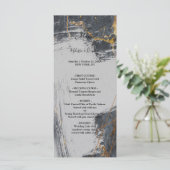 Menu de mariage géométrique pailleté en marbre (Debout devant)