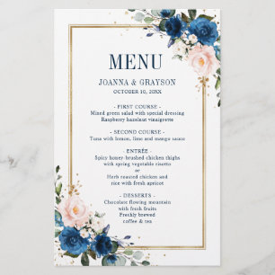 Menu de mariage géométrique Rose rose blush bleu m
