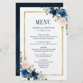Menu de mariage géométrique Rose rose blush bleu m (Devant / Derrière)