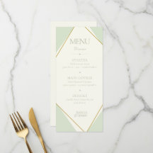 Menu de mariage géométrique vert sauge élégant