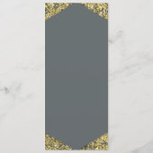 Menu de mariage glamour paillettes grises et dorée (Dos)