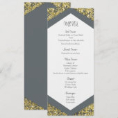 Menu de mariage glamour paillettes grises et dorée (Devant / Derrière)