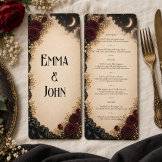 Menu de mariage gothique à la rose de Bourgogne et