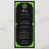 Menu de mariage gothique à l'éclat vert ensorcelé (Devant)
