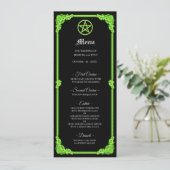 Menu de mariage gothique à l'éclat vert ensorcelé (Debout devant)