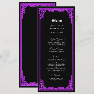 Menu de mariage gothique à lueur violette ensorcel
