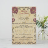 Menu de mariage gothique avec fleurs sombres et st (Debout devant)