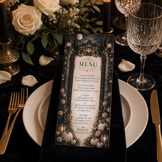 Menu de mariage gothique céleste de luxe