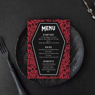Menu de mariage gothique Cercueils & Fleurs
