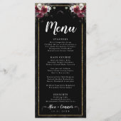 Menu de mariage gothique de romance sombre (Devant)