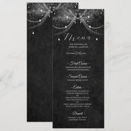 Menu de mariage gothique élégant (Devant / Derrière)