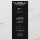 Menu de mariage gothique élégant noir et blanc (Devant)