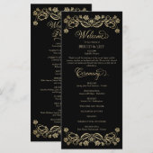Menu de mariage gothique fantasy Roses (Devant / Derrière)