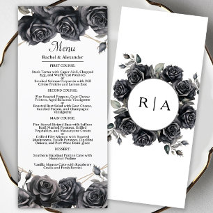 Menu de mariage gothique Fleurs Roses noires Menu